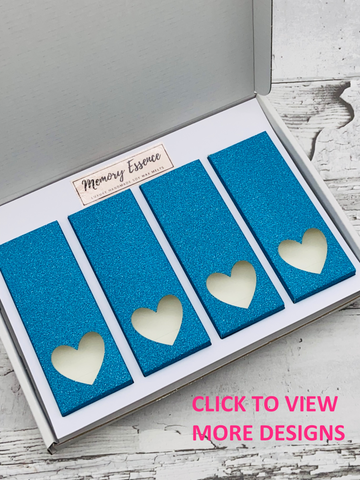 TURQUOISE BLUE Wax Melt Snap Bar Glitter Gift Boxes (Set of 4)